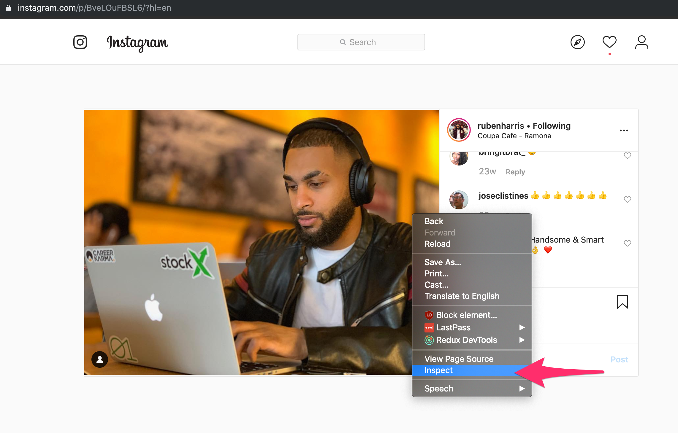 instagram mobile view on chrome for mac